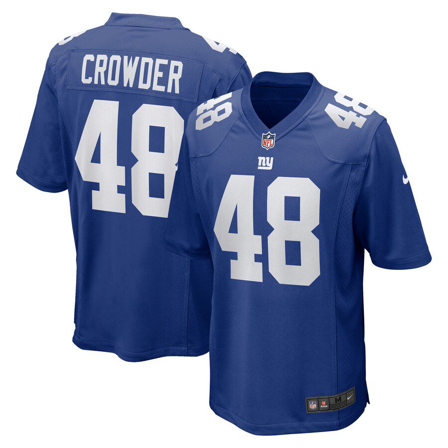 Men New York Giants #48 Tae Crowder Nike Royal Team Game NFL Jersey->new york giants->NFL Jersey